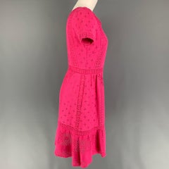 VALENTINO Pink Lace Size 8 Cotton Nylon Short Sleeve Dress