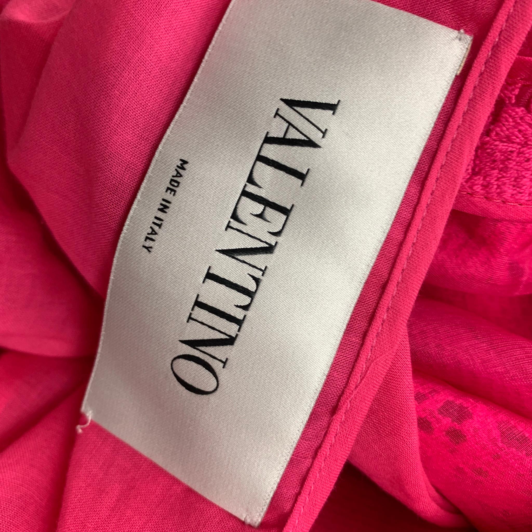 VALENTINO Pink Lace Size 8 Cotton Nylon Short Sleeve Dress 1