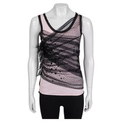 Débardeur en viscose à dentelle rose Valentino, taille US 6, coupe droite élégante