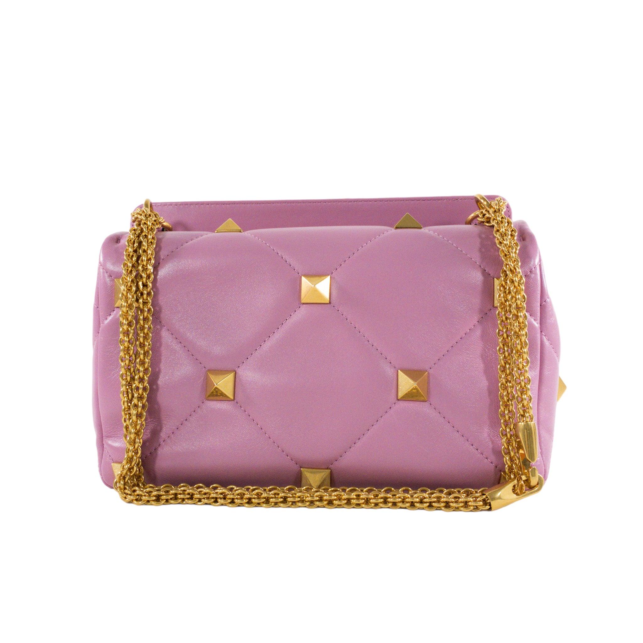 Valentino Pink Large Roman Stud Flap  In Good Condition For Sale In Miami Beach, FL