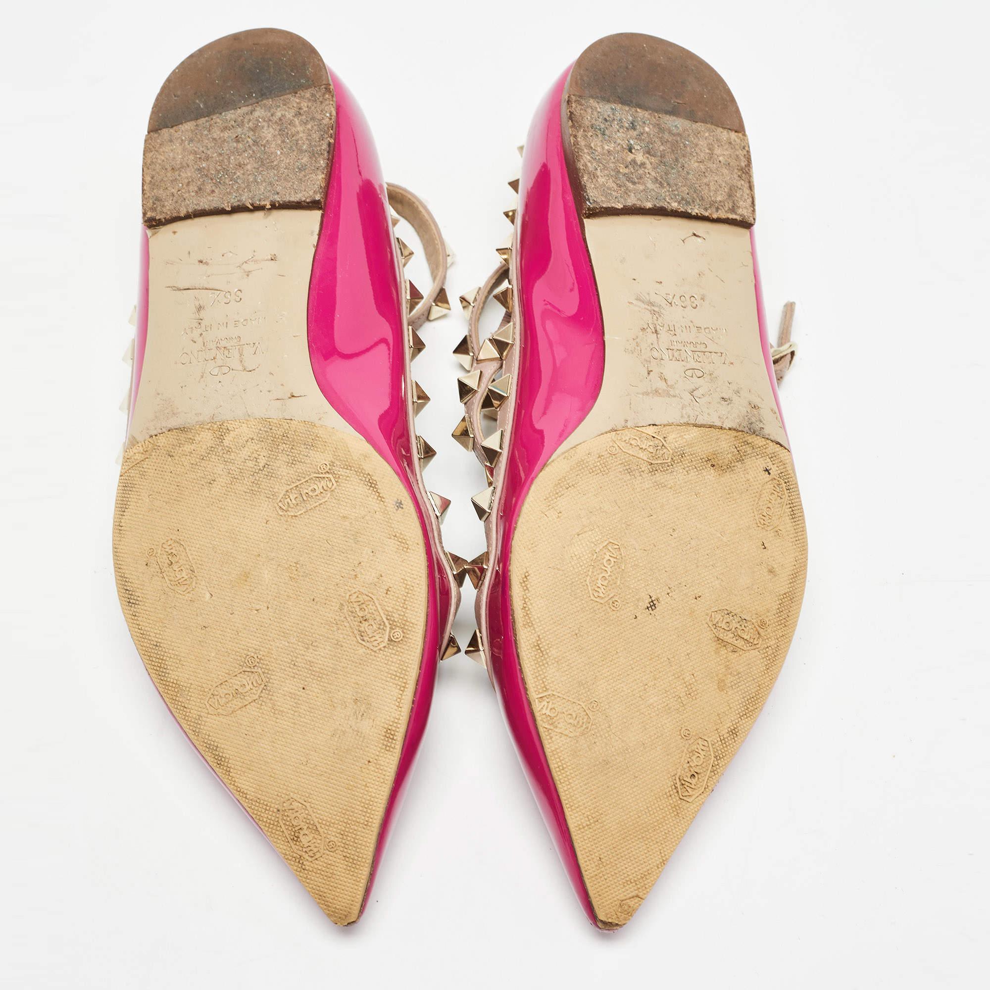 Bailarinas Rockstud de piel y charol rosa Valentino talla 36.5 en venta 1