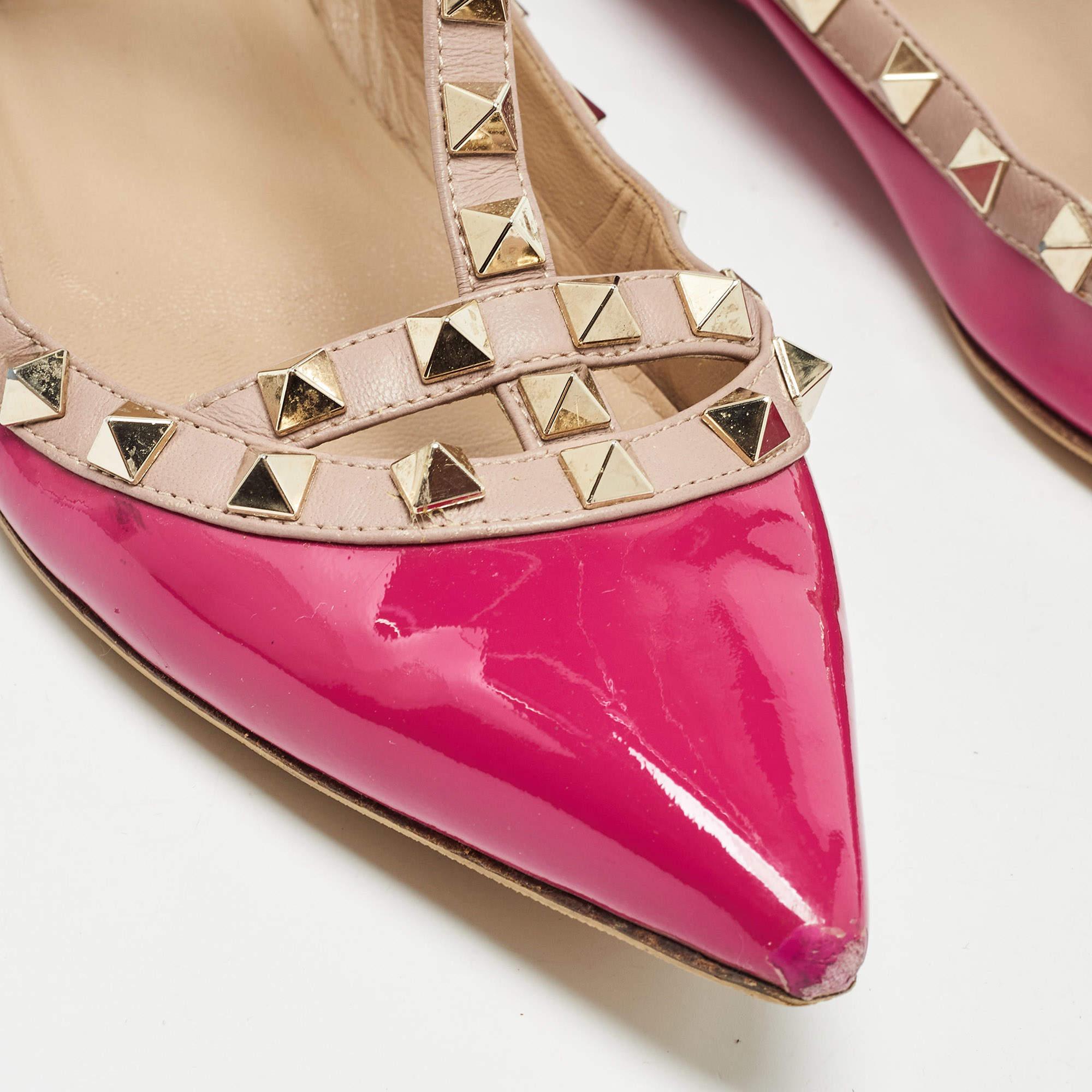 Bailarinas Rockstud de piel y charol rosa Valentino talla 36.5 en venta 2