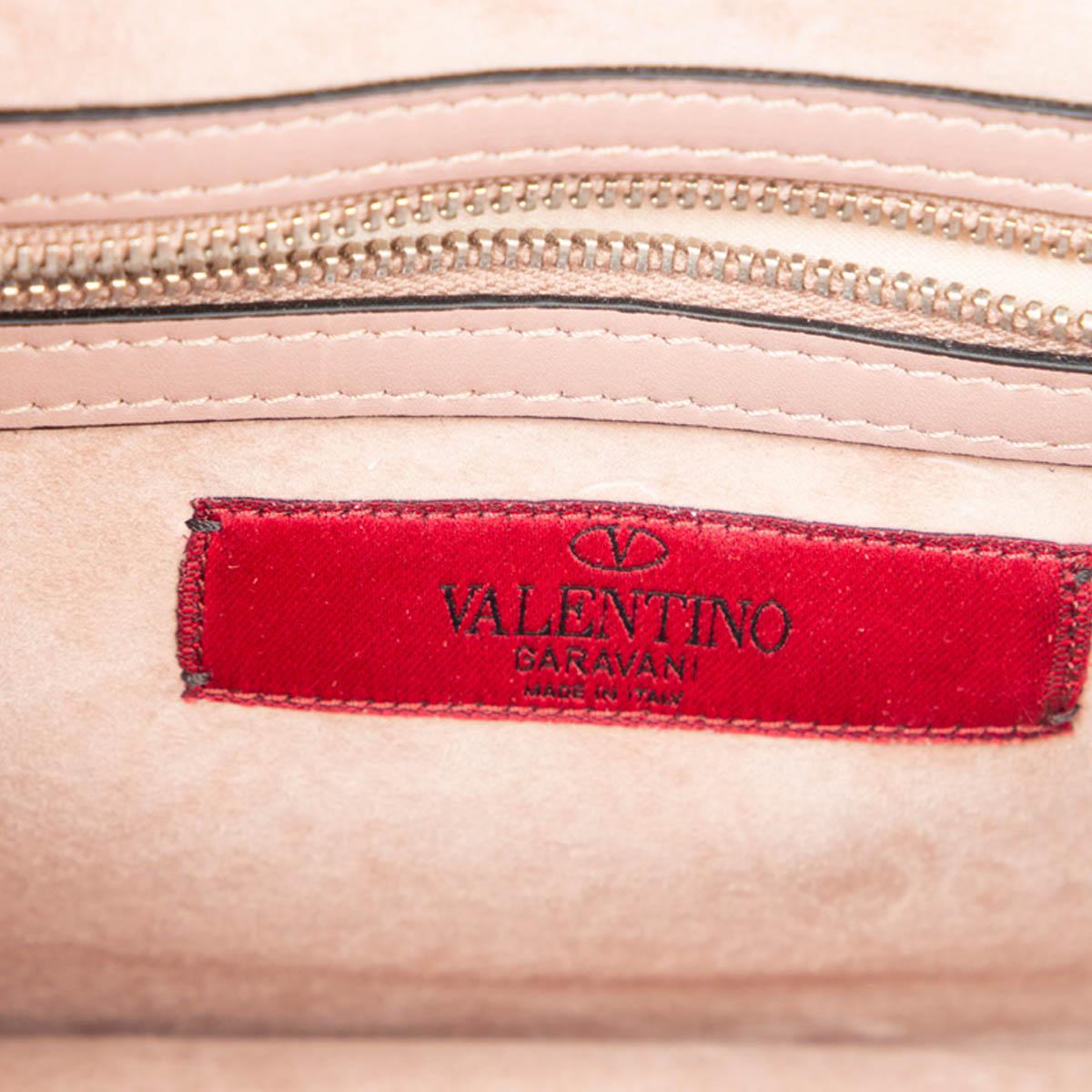 Beige VALENTINO pink leather CRYSTAL EMBELLISHED GLAM LOCK SMALL FLAP Bag Powder For Sale