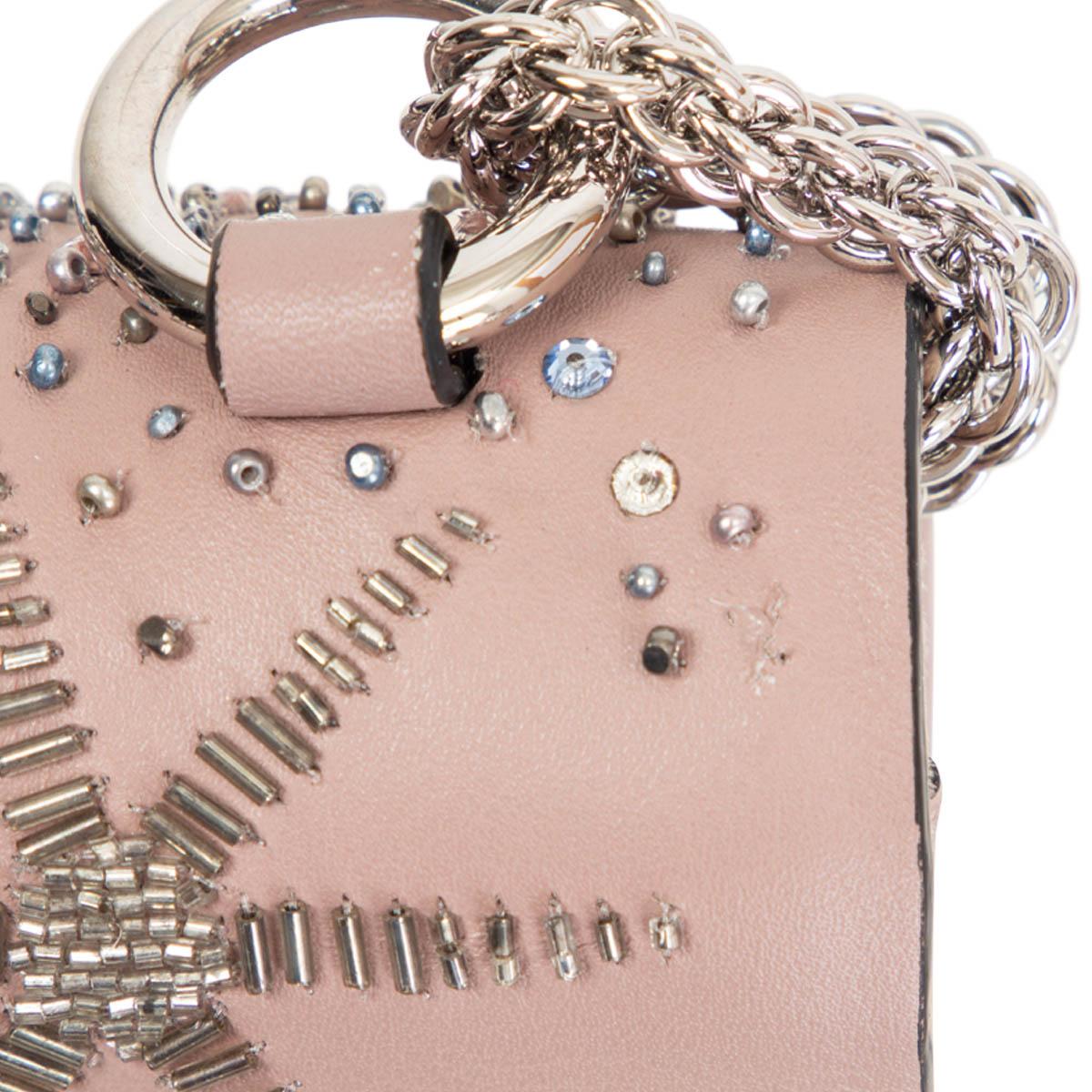 VALENTINO pink leather CRYSTAL EMBELLISHED GLAM LOCK SMALL FLAP Bag Powder For Sale 1