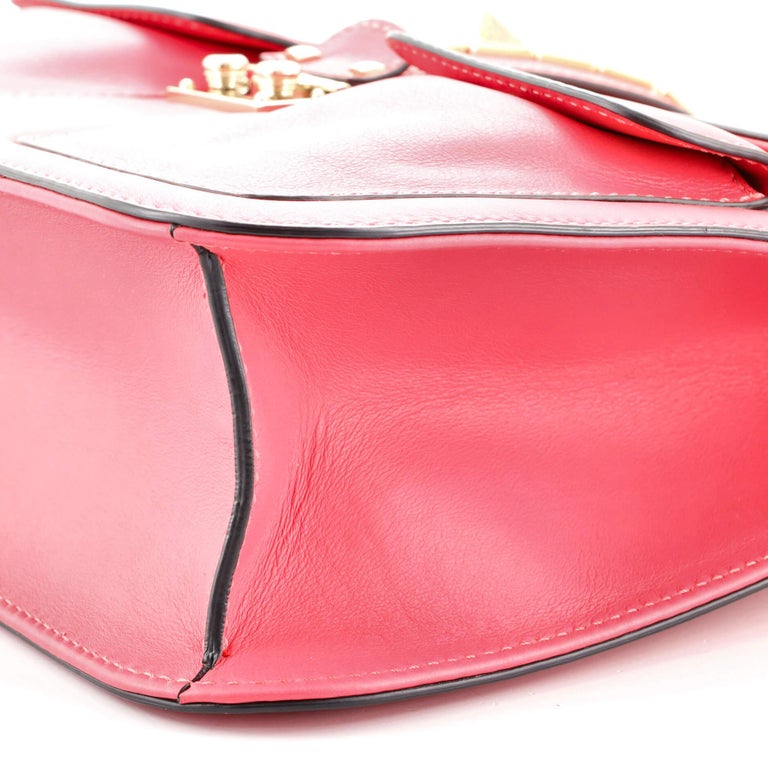 Valentino Pink Leather Glam Lock Top Handle Large Bag For Sale at 1stDibs