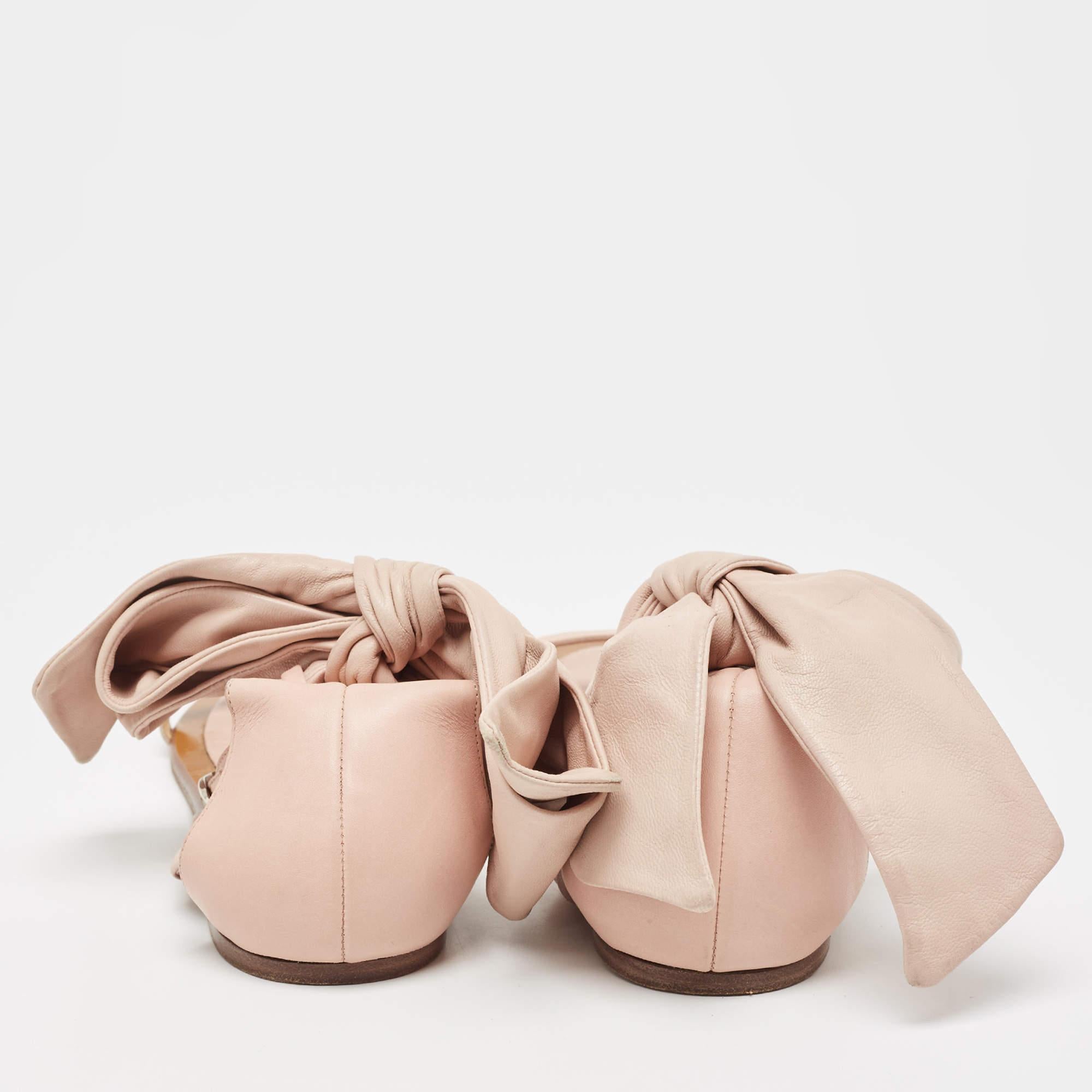 Women's Valentino Pink Leather LeatherAnkle Strap Flat Sandals Size 38