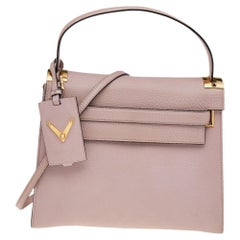 Valentino Pink Leather Medium My Rockstud Top Handle Bag