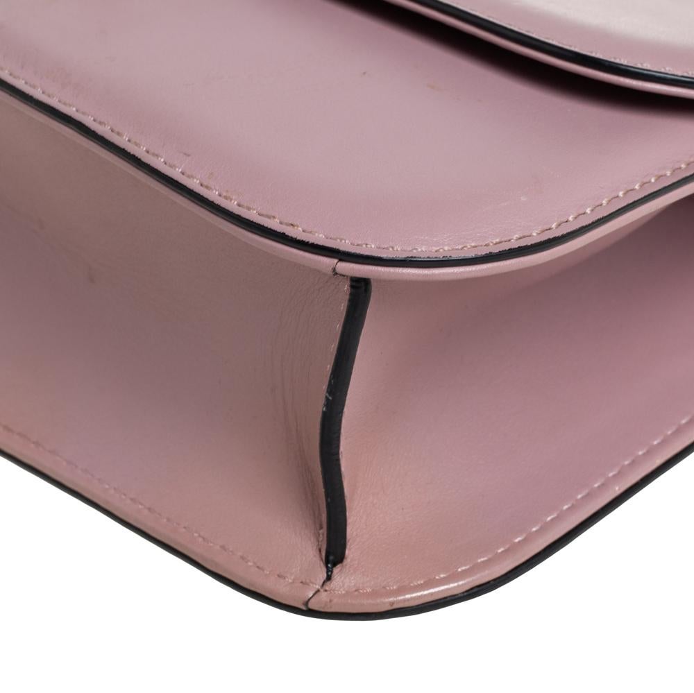 Beige Valentino Pink Leather Medium Rockstud Glam Lock Flap Bag