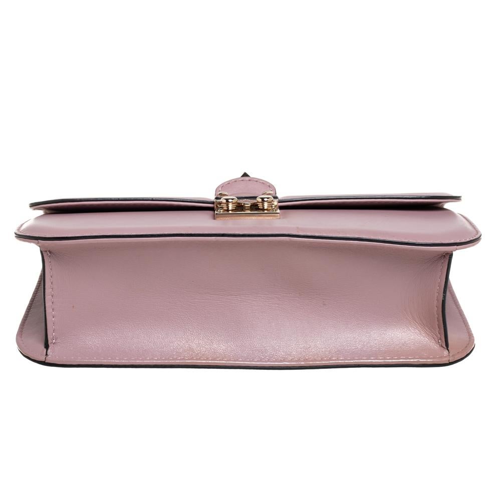 Women's Valentino Pink Leather Medium Rockstud Glam Lock Flap Bag