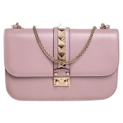 Valentino Valentino Rosa Leder Medium Rockstud Glam Lock Klappentasche