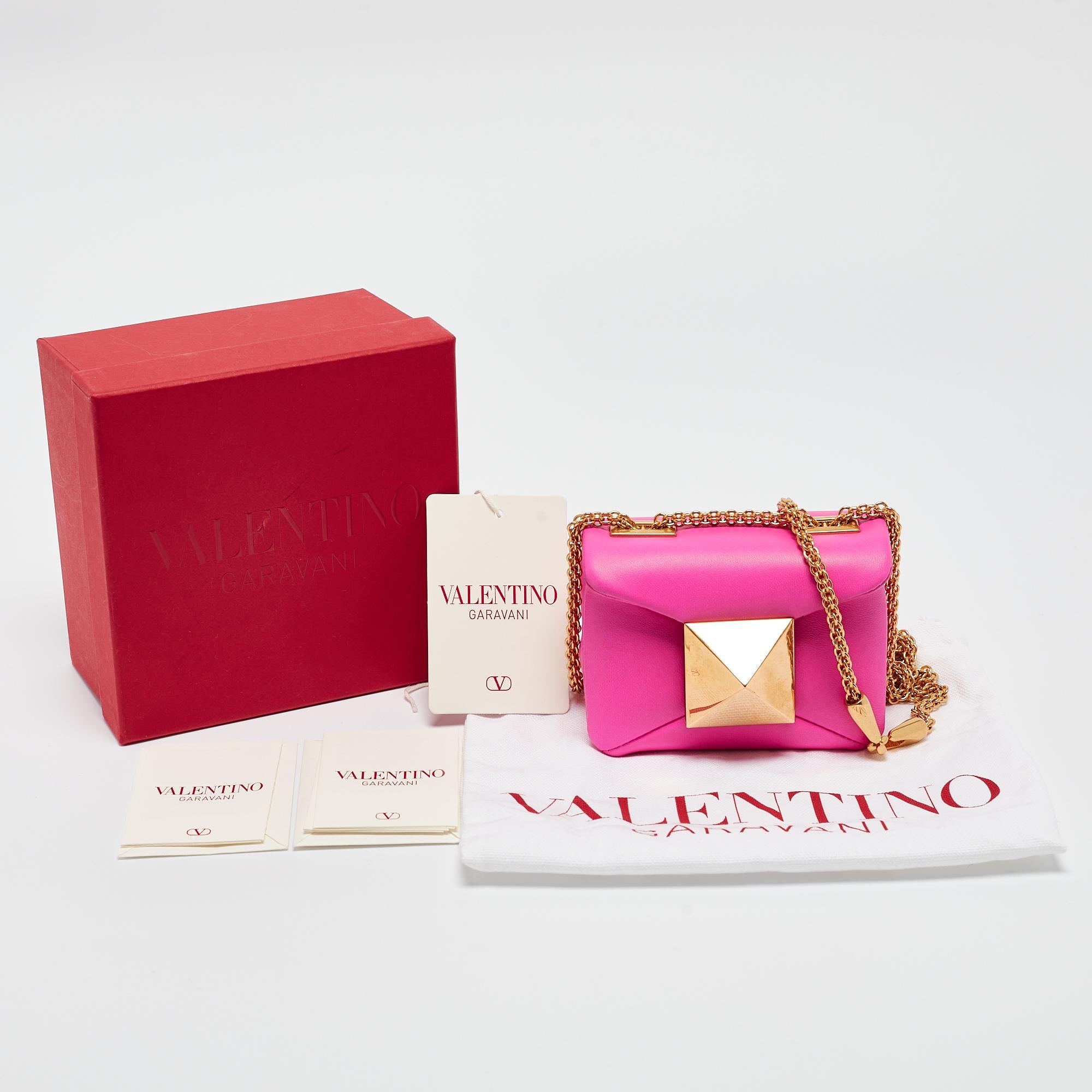 Valentino Pink Leather Micro One Stud Chain Bag For Sale 9