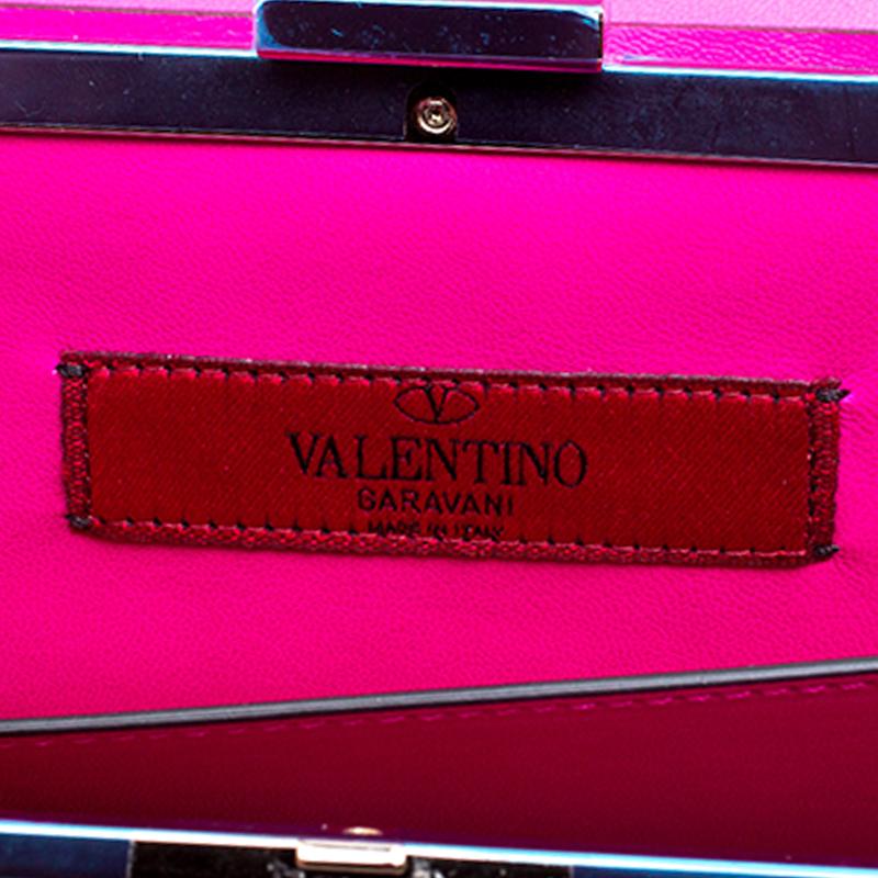 Valentino Pink Leather Micro Rockstud Chain Clutch 4