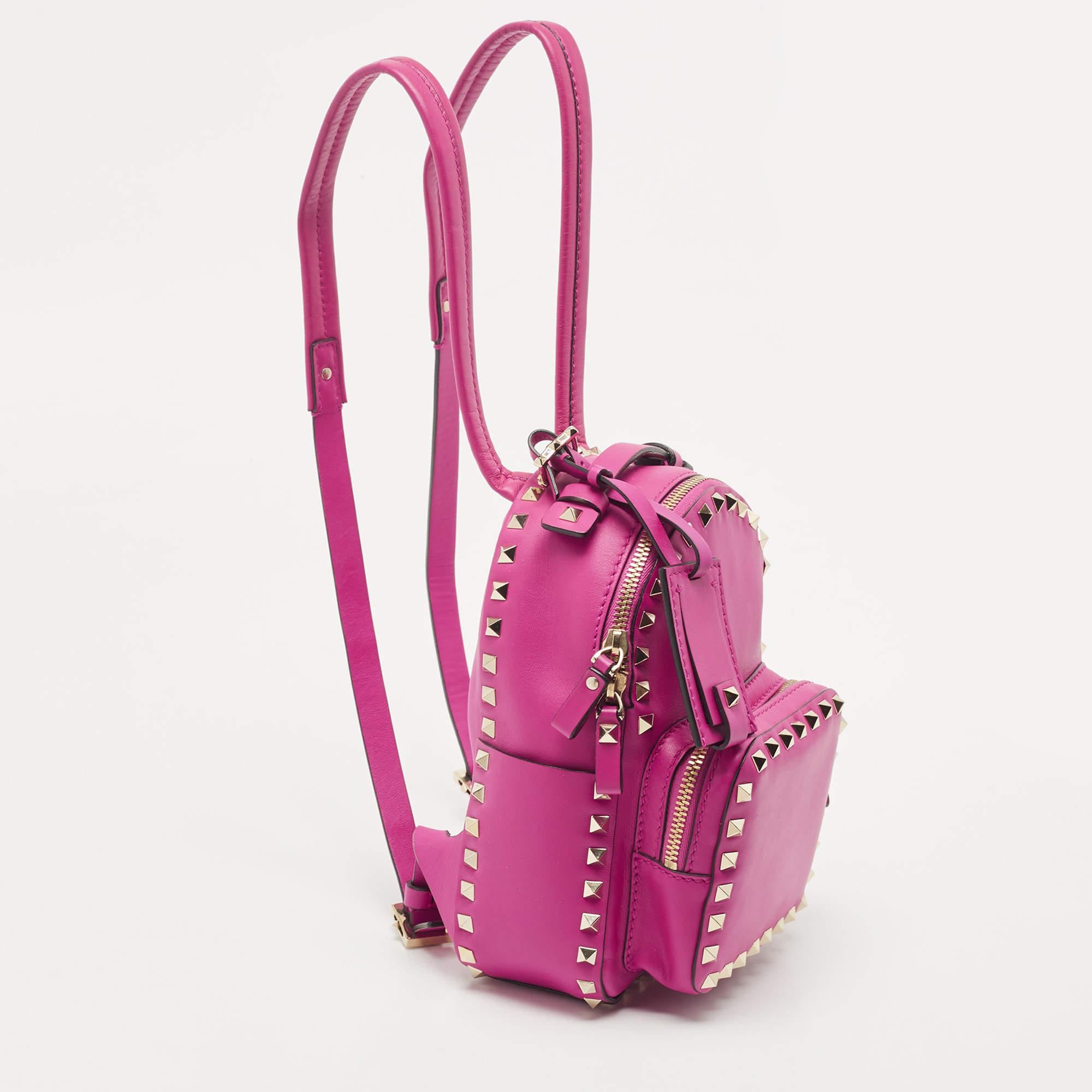Women's Valentino Pink Leather Mini Rockstud Backpack