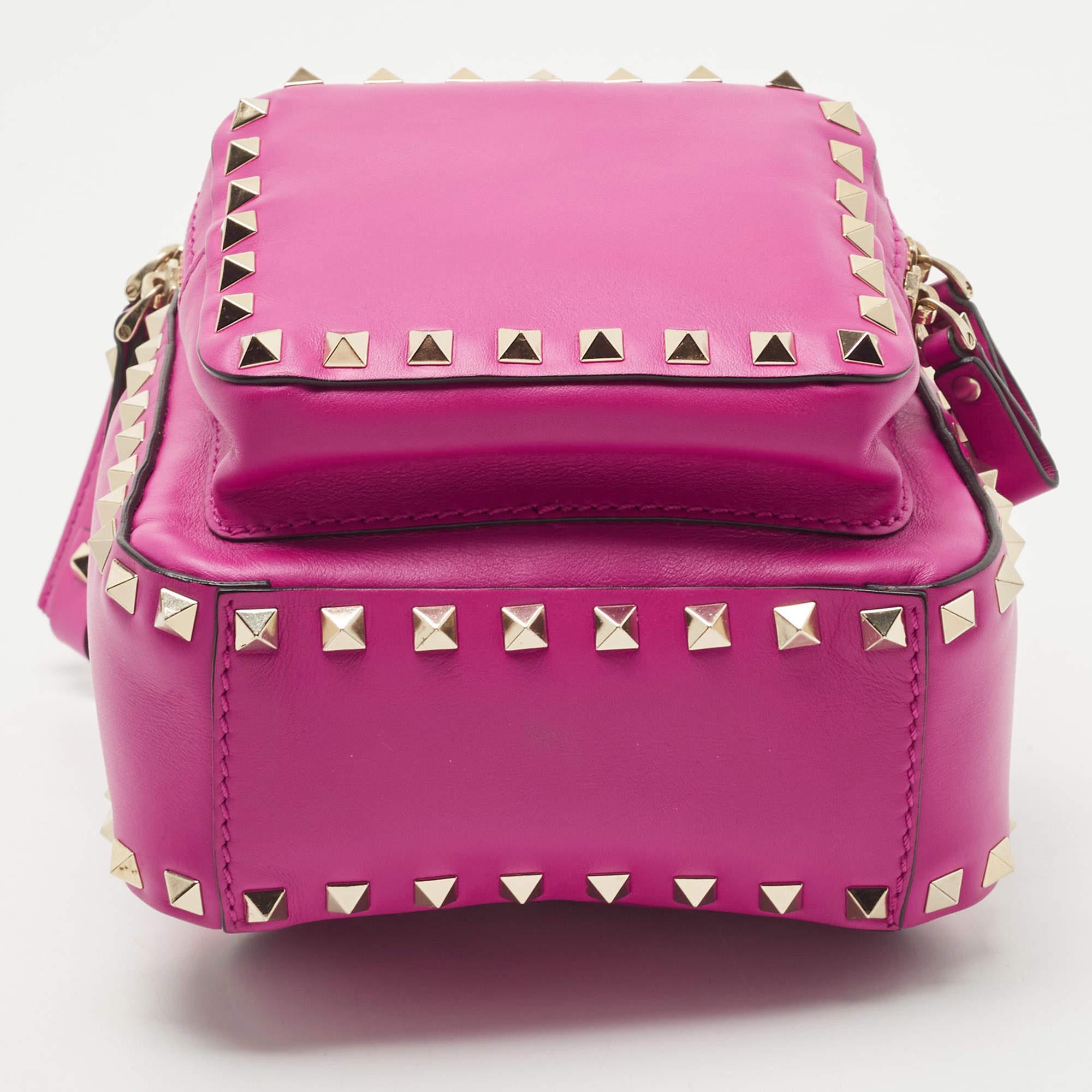 Valentino Pink Leather Mini Rockstud Backpack 1