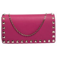 Valentino Pink Leather Mini Rockstud Crossbody Bag