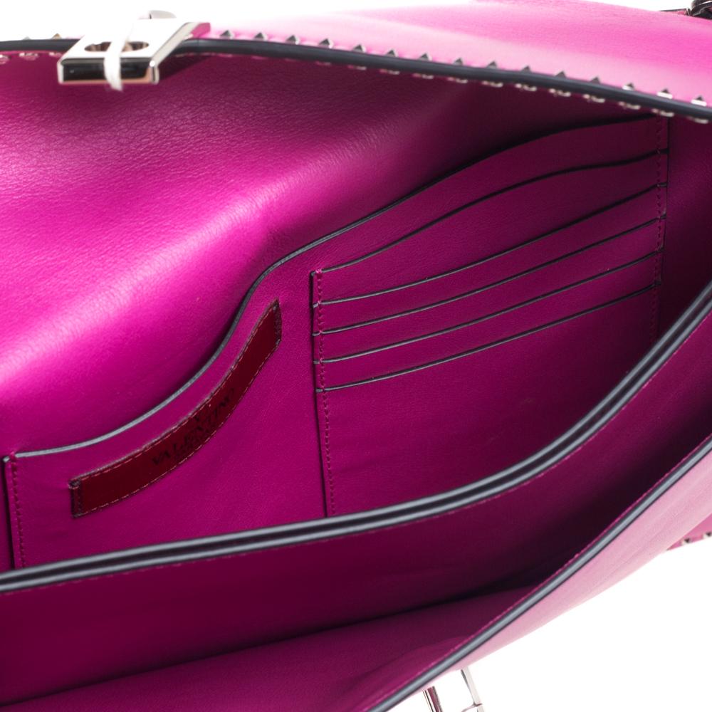 Valentino Pink Leather Mini Studs Trim Clutch 2