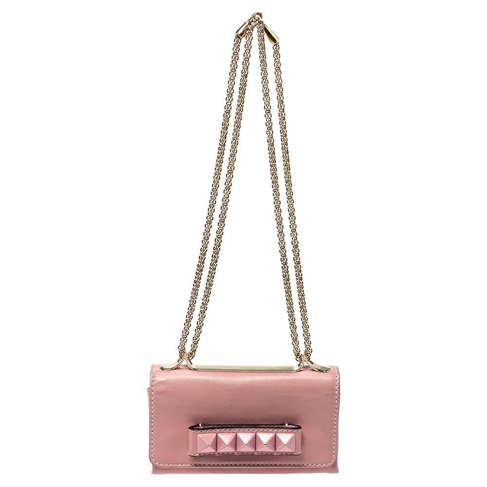 Valentino Pink Leather Va Va Voom Chain Shoulder Bag Sale at 1stDibs
