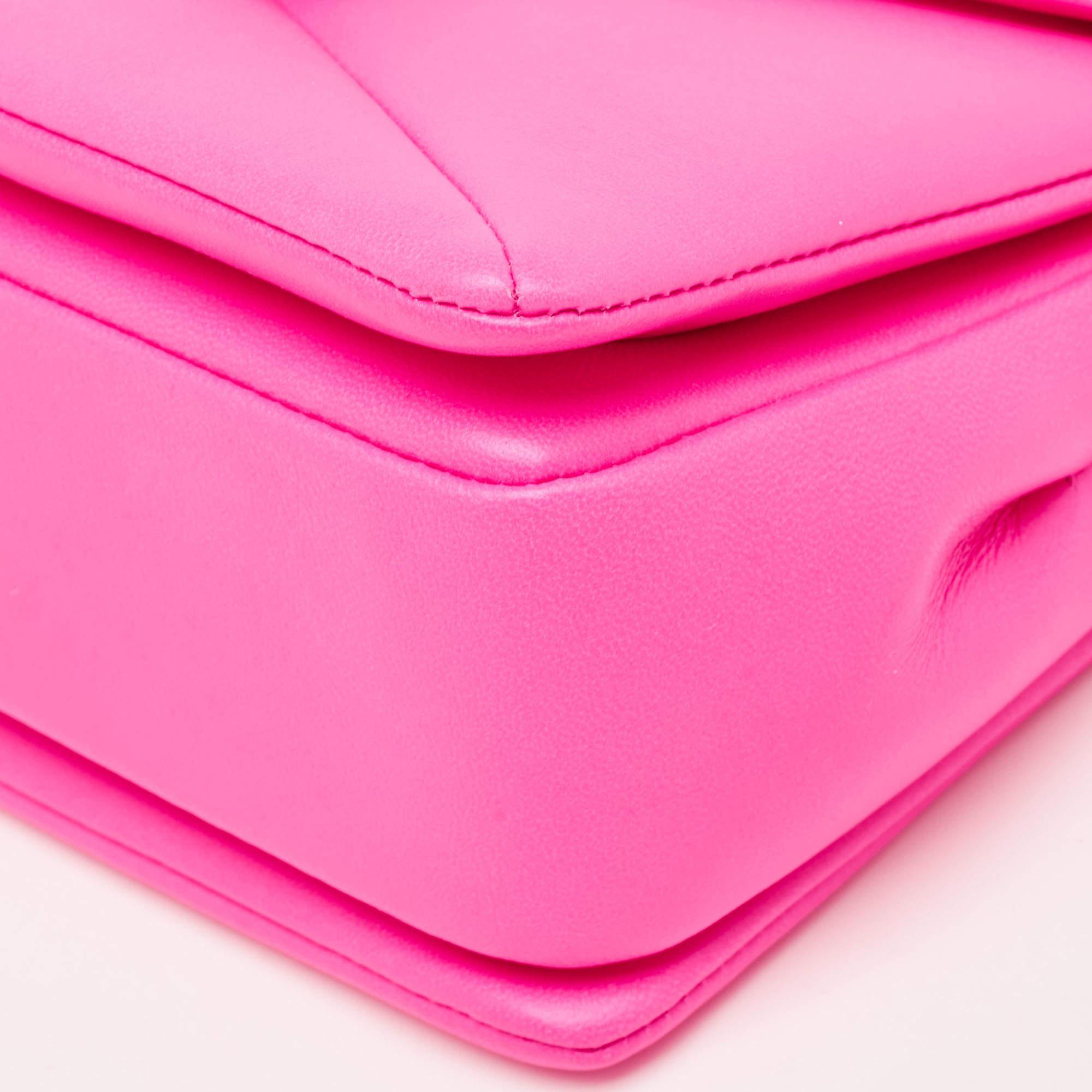 Valentino Pink Leather One Stud Flap Shoulder Bag 1