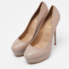 Valentino Pink Leather Platform Round Toe Pumps Size 40