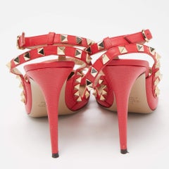 Valentino Pink Leather Rockstud Caged Pumps