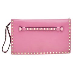 Valentino Rosa Leder Clutch mit Nietenbesatz