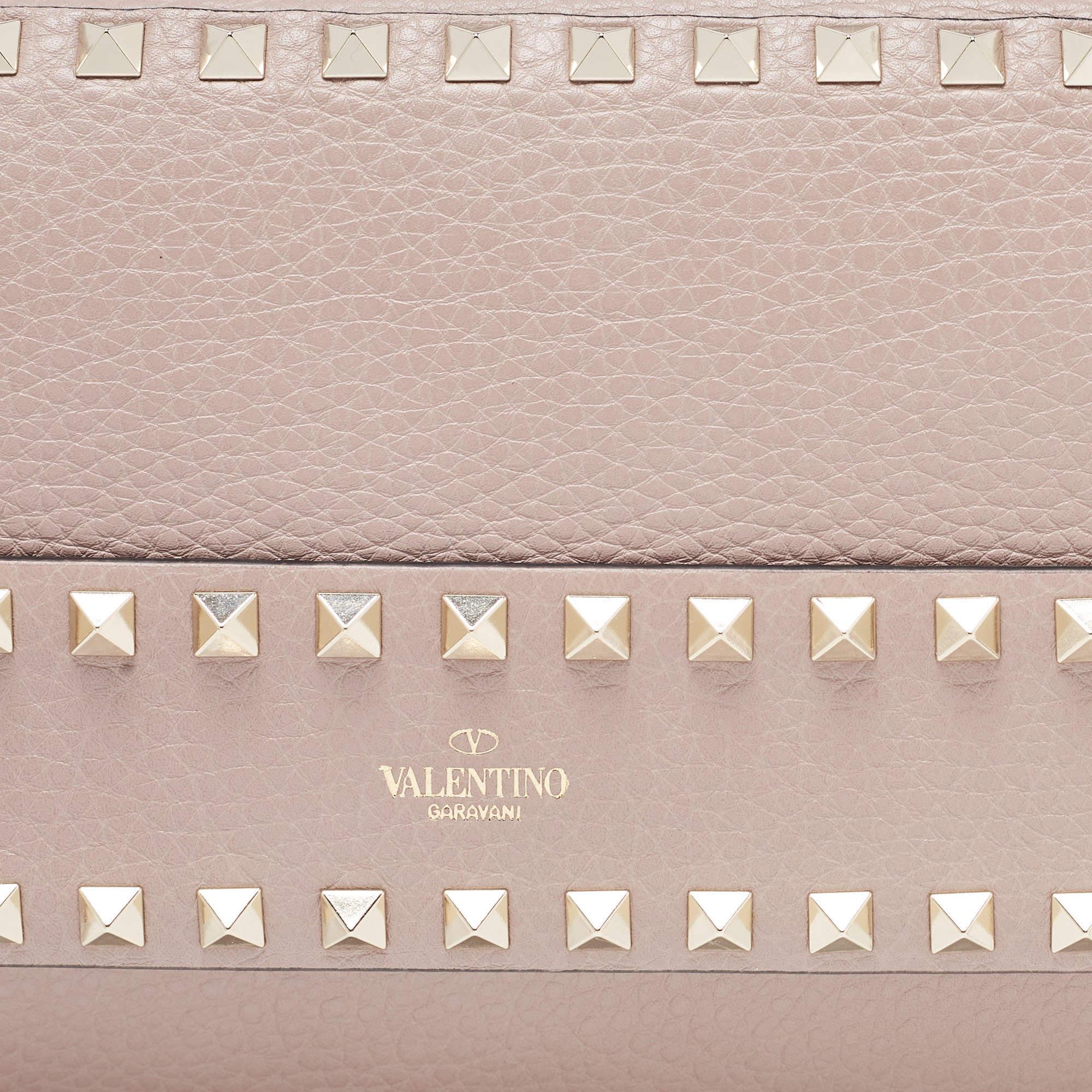 Valentino Pink Leather Rockstud Flap Wristlet Clutch 6