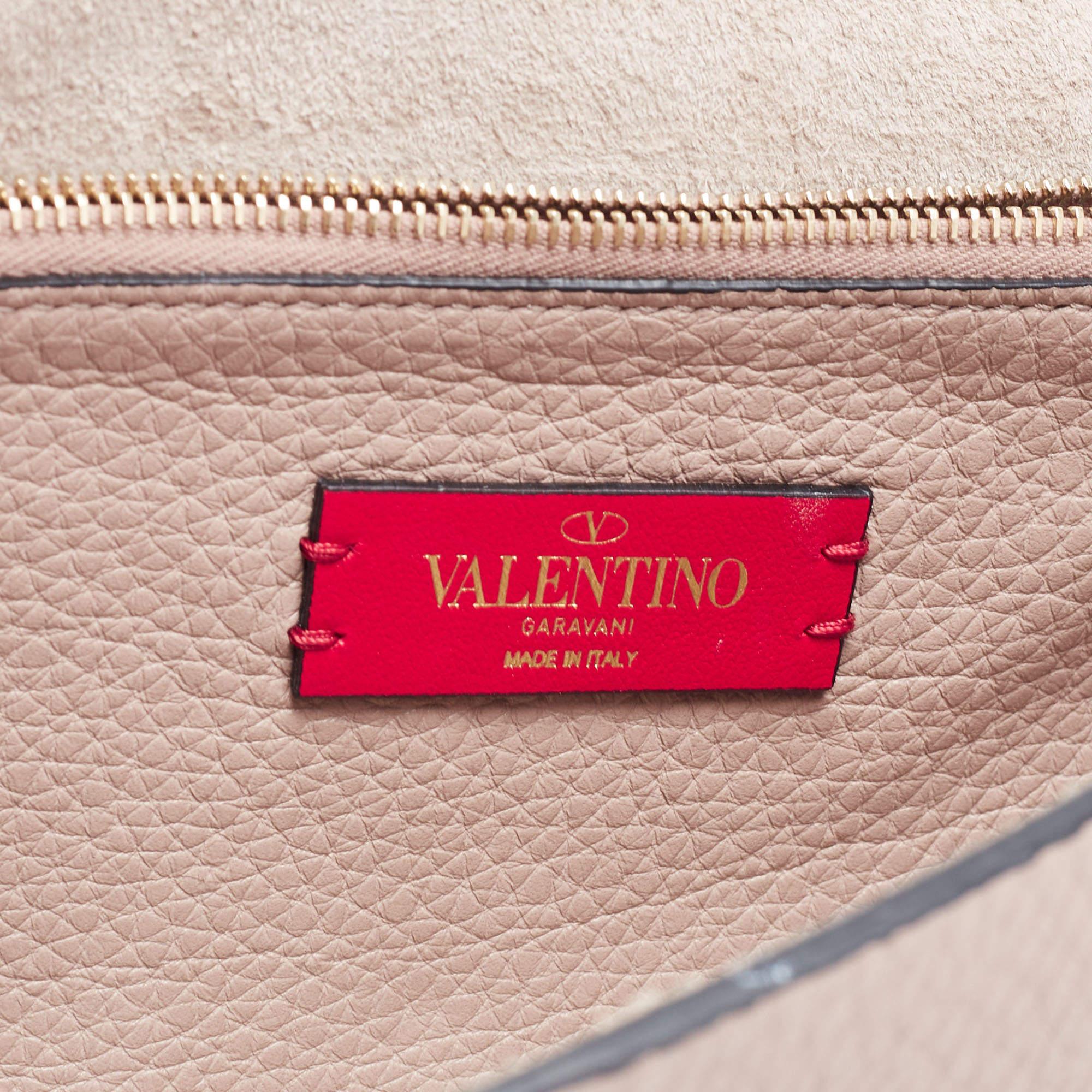 Valentino Pink Leather Rockstud Flap Wristlet Clutch 3