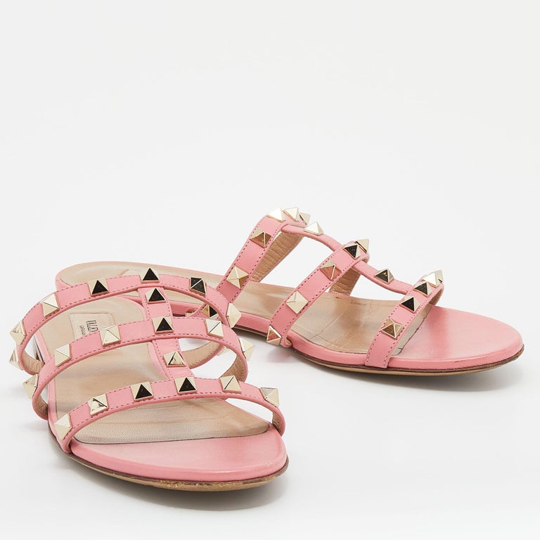 VT 25 Rockstud leather slides Pink Sheepskin 286630 main image 1