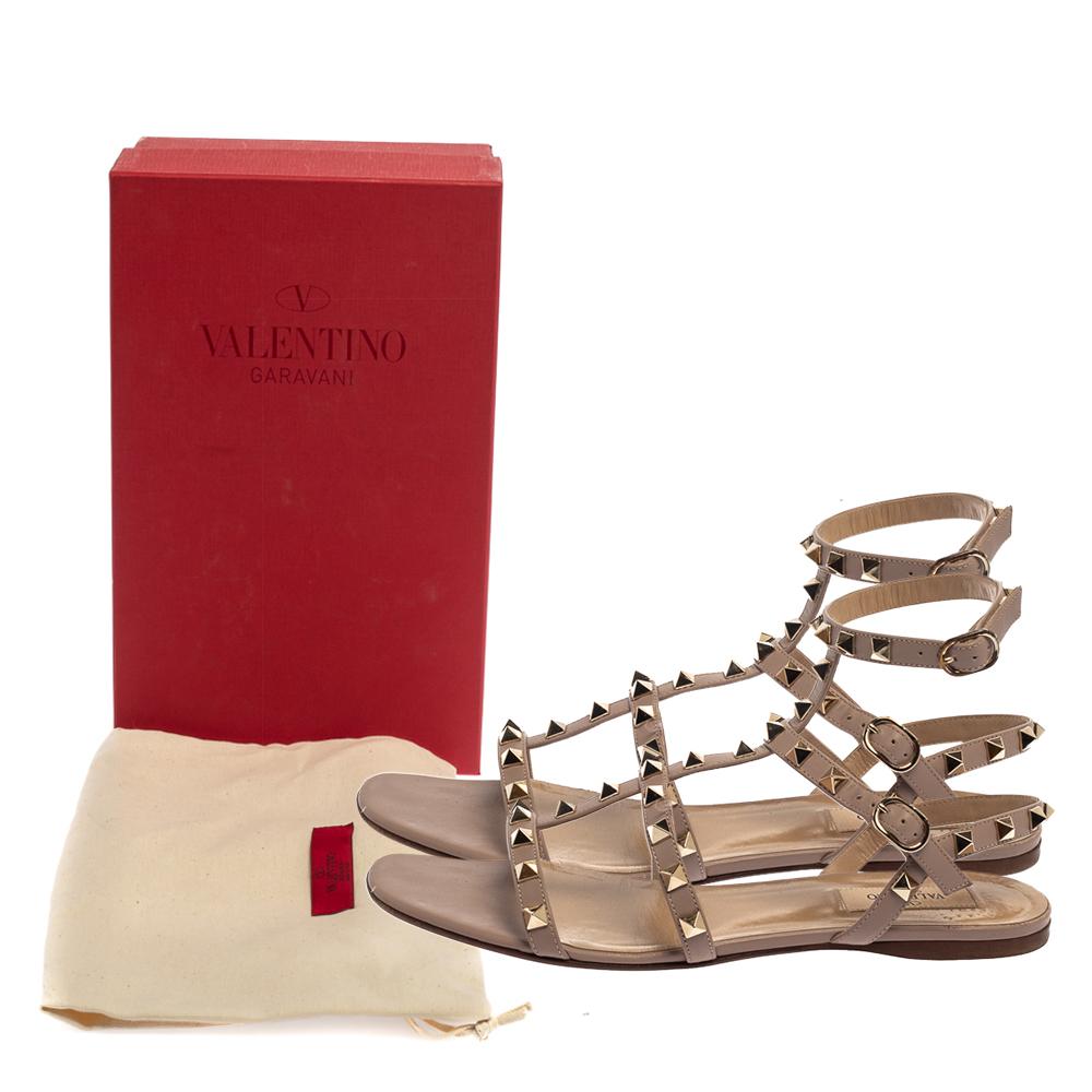 Valentino Pink Leather Rockstud Sandals Size 39 3