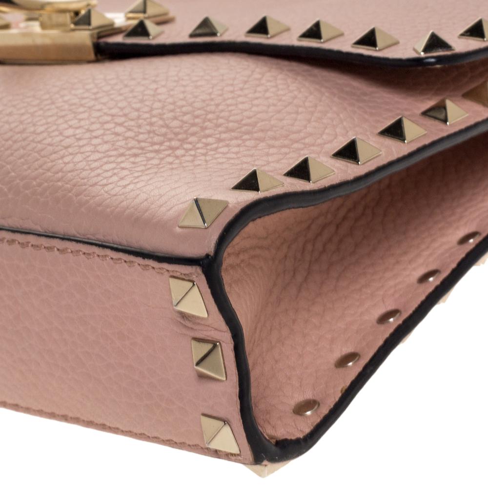 Valentino Pink Leather Rockstud Shoulder Bag 6