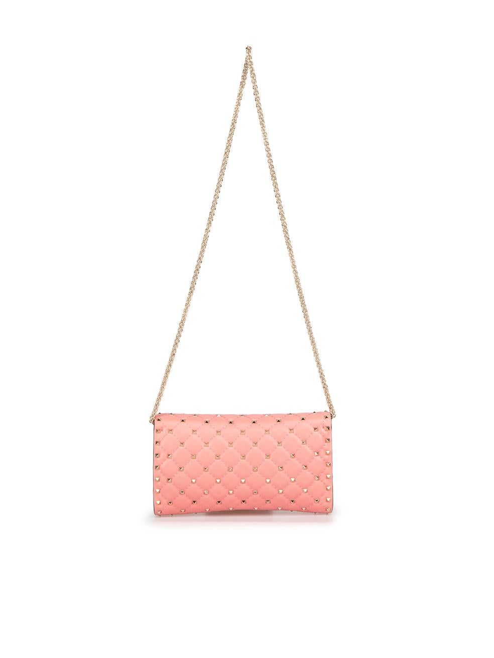 Orange Valentino Pink Leather Rockstud Shoulder Bag