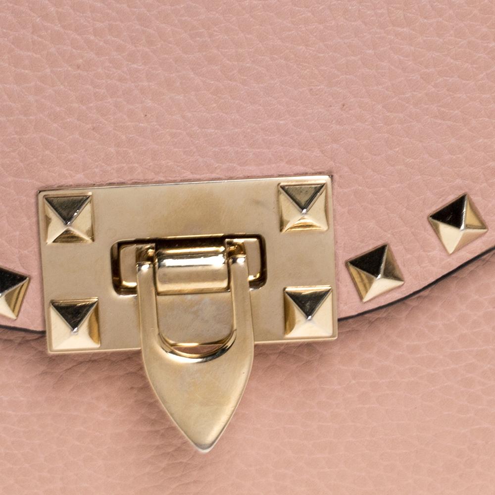 Valentino Pink Leather Rockstud Shoulder Bag 1