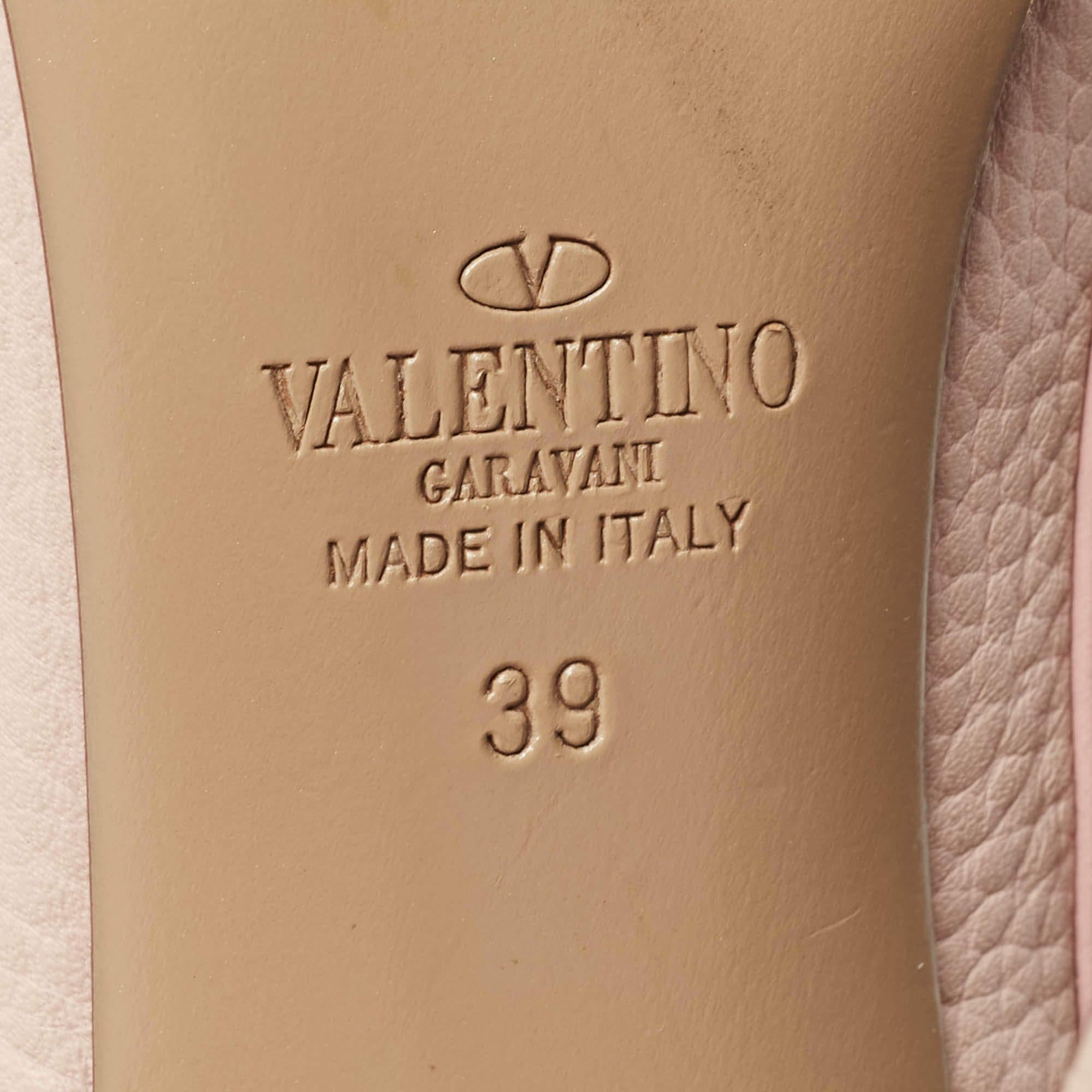 Valentino Pink Leather Rockstud Slingback Pumps Size 39 4
