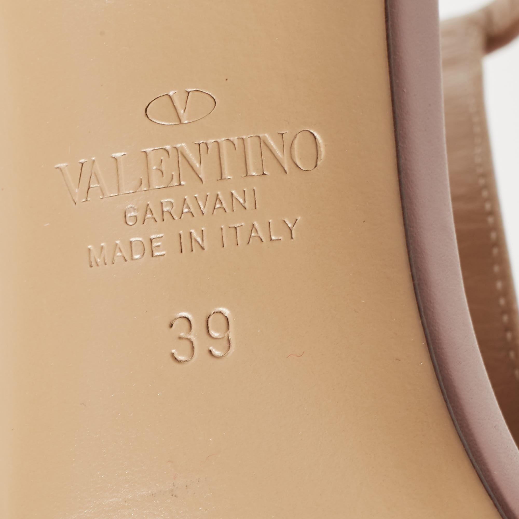 Women's Valentino Pink Leather Rockstud Strappy Block Heel Sandals Size 39