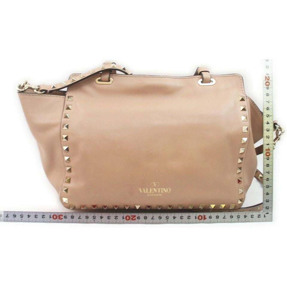 Valentino Pink Leather Rockstud Trapeze Tote Bag with Strap 863144 2