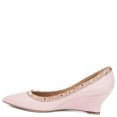 VALENTINO pink leather ROCKSTUD WEDGE Pumps Shoes 38.5