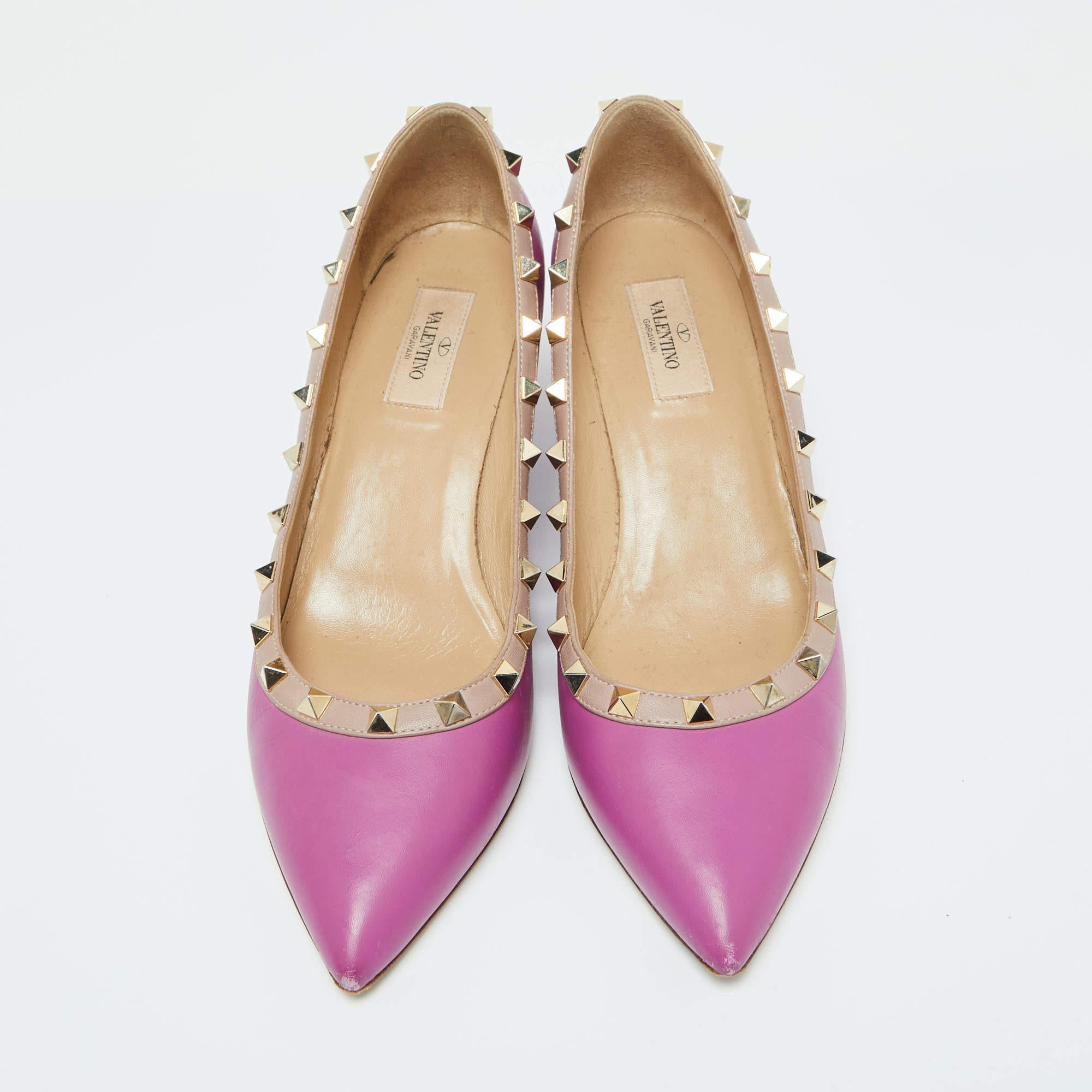 Bombas de cuña Rockstud de piel rosa Valentino talla 39.5 Rosa