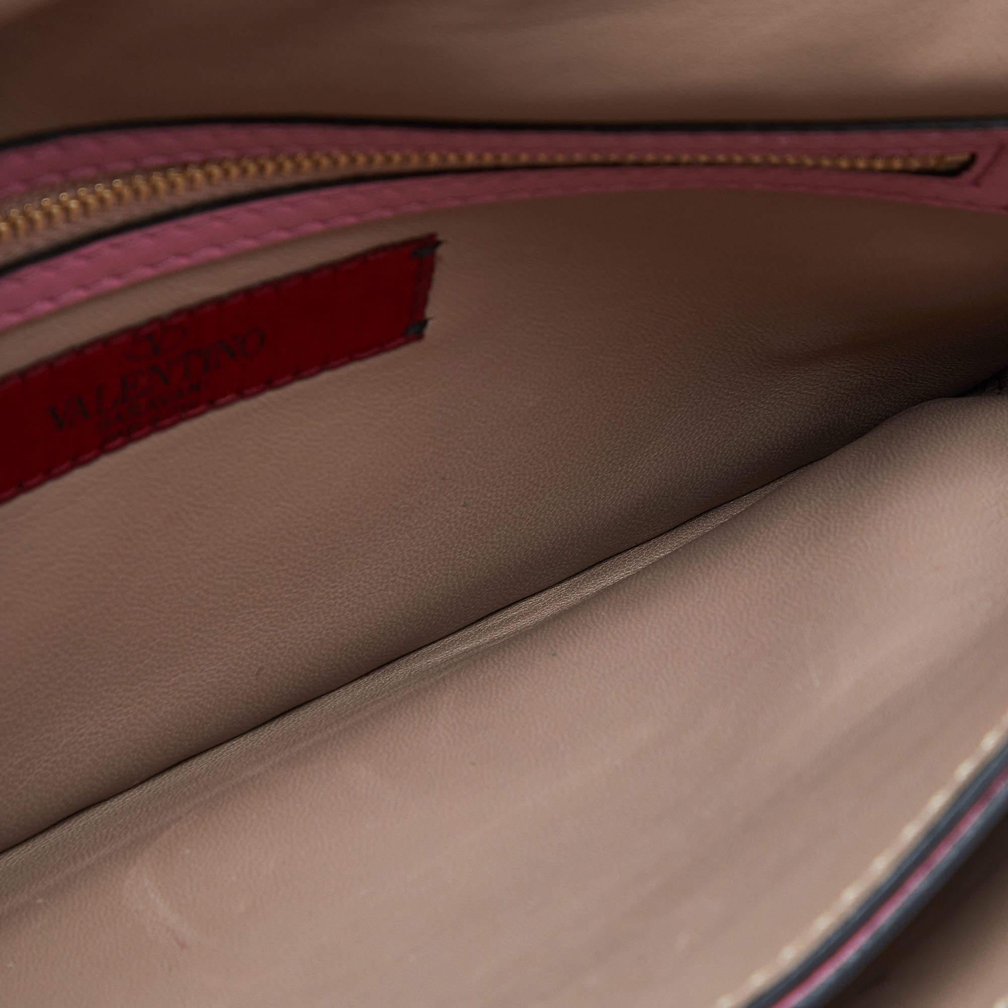 Valentino Pink Leather Rockstud Wristlet Clutch 4