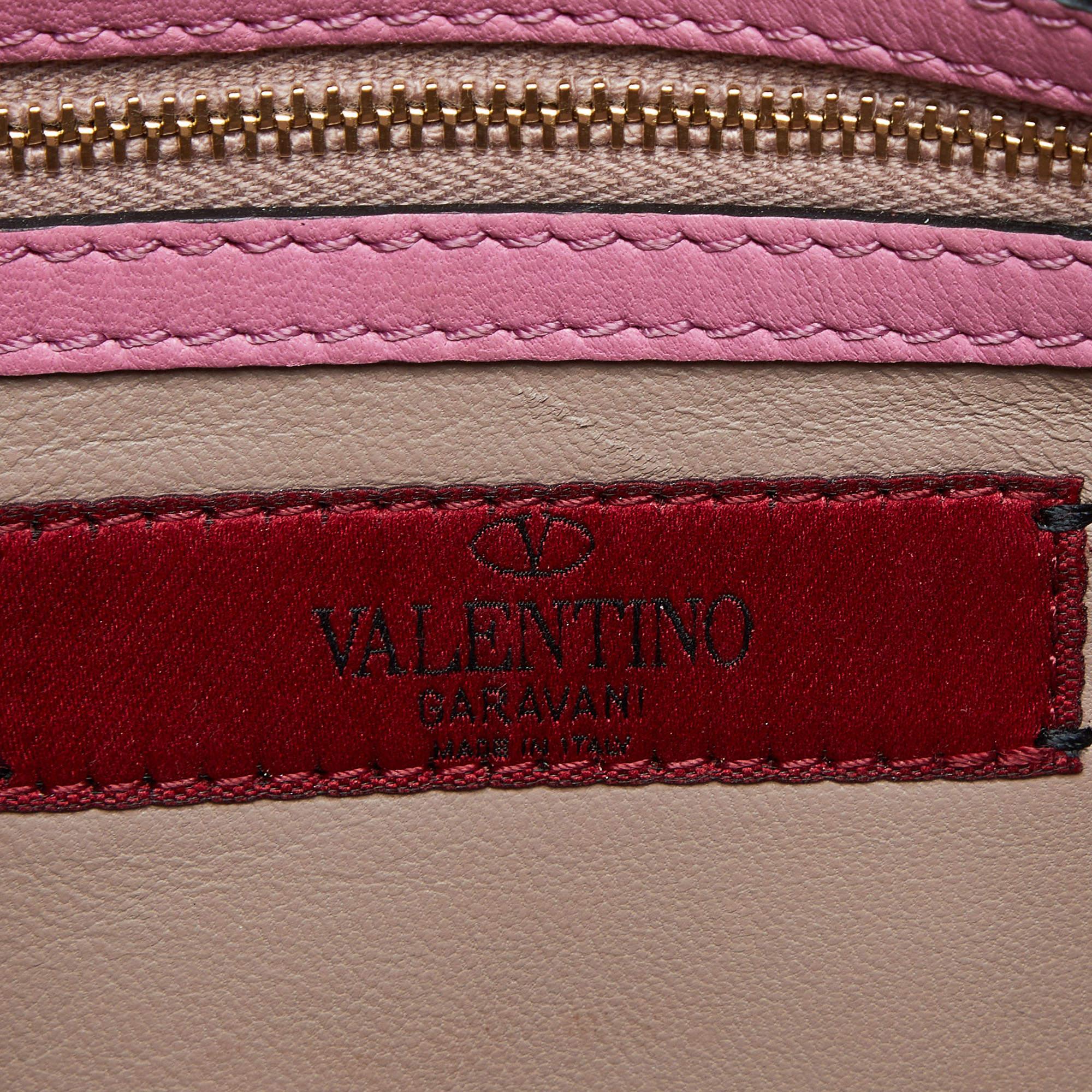 Valentino Pink Leather Rockstud Wristlet Clutch 4