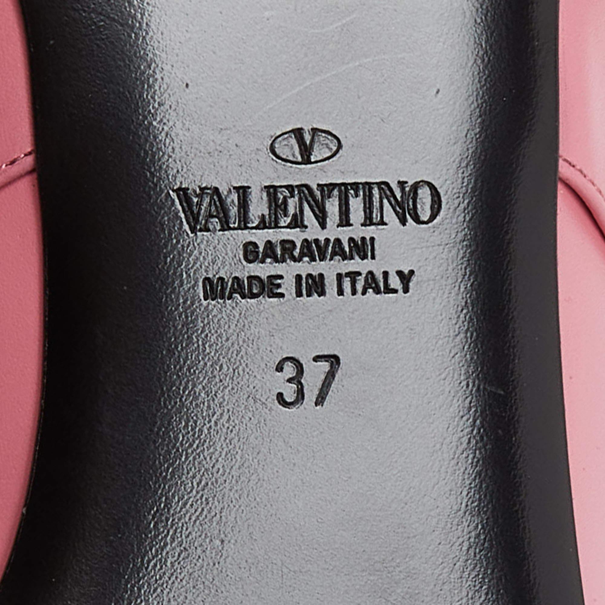 Valentino Pink Leather Roman Stud Ankle Cuff Flat Sandals Size 37 4