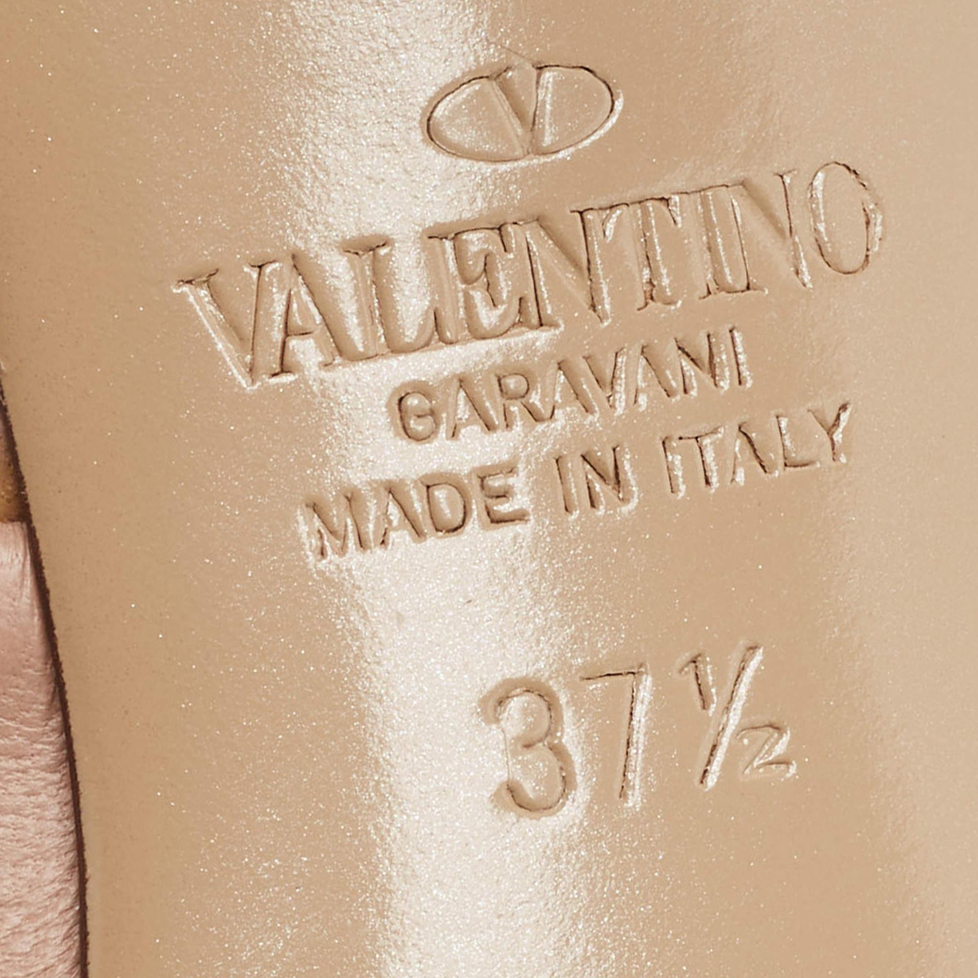 Valentino Pink Leather Roman Stud Slides Size 37.5 4
