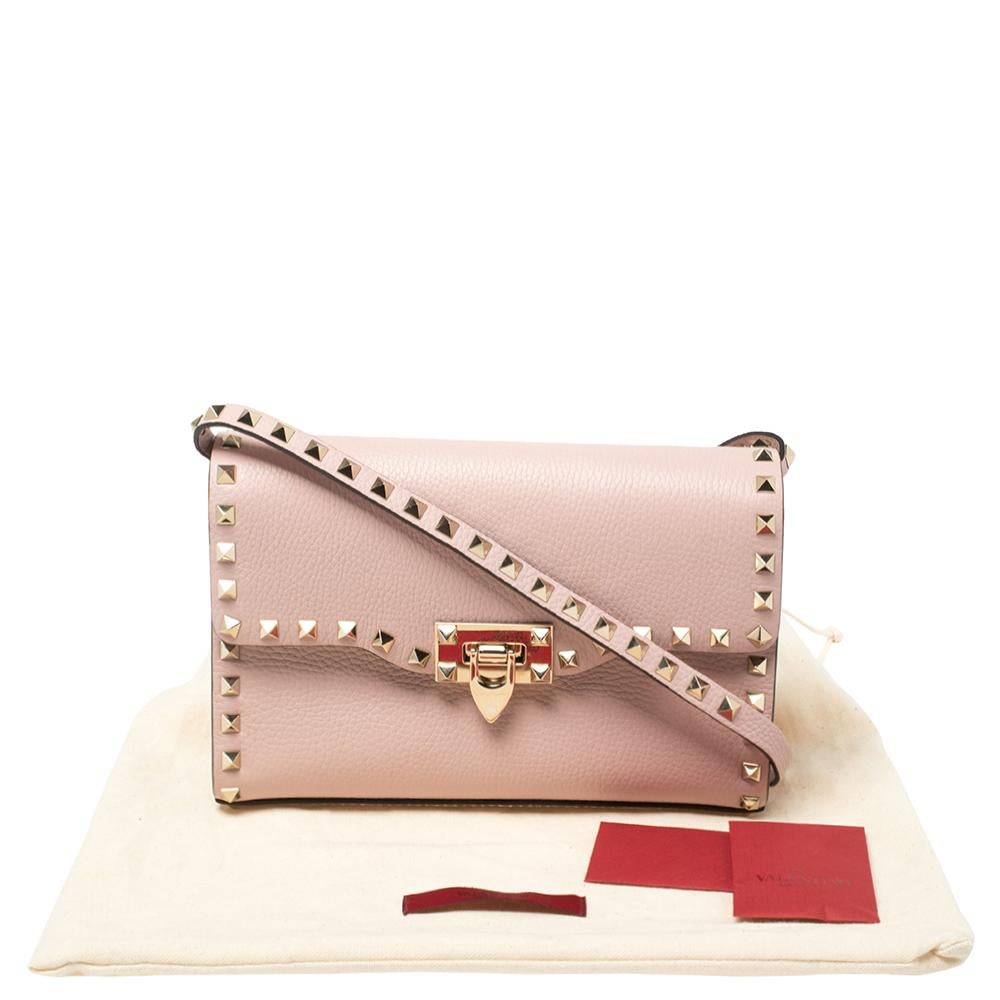 Valentino Pink Leather Small Rockstud Crossbody Bag 4