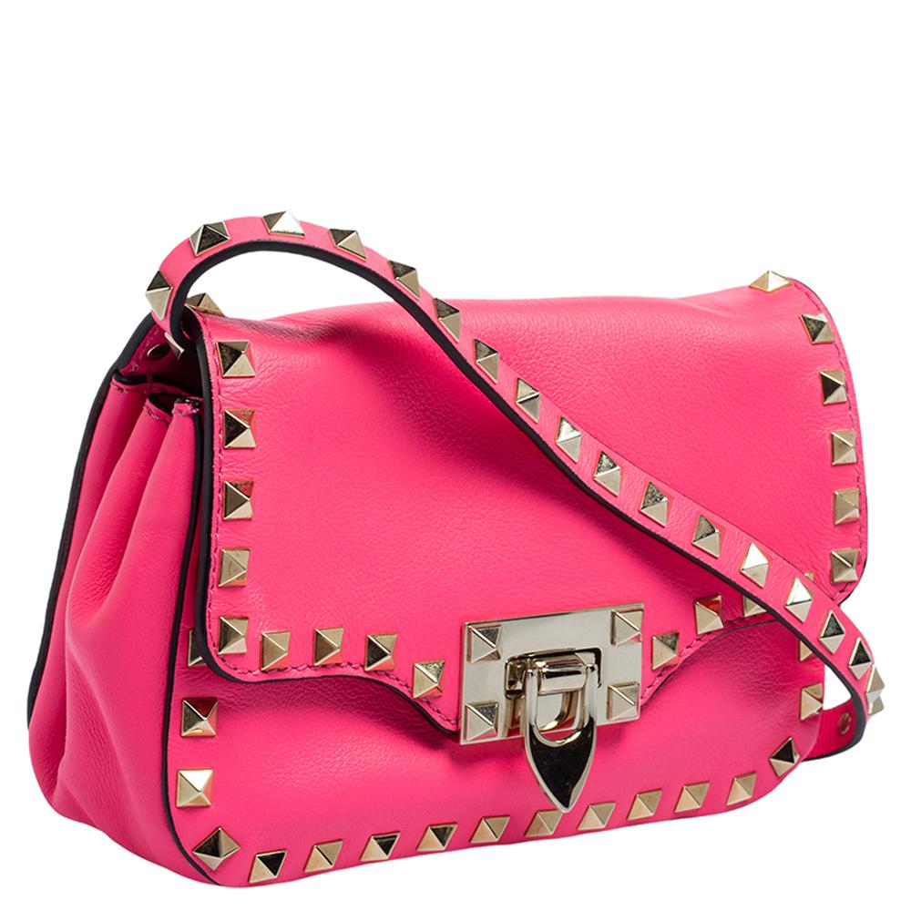 Valentino Pink Leather Small Rockstud Crossbody Bag 9