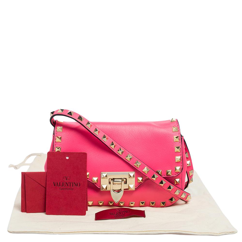Valentino Pink Leather Small Rockstud Crossbody Bag 2