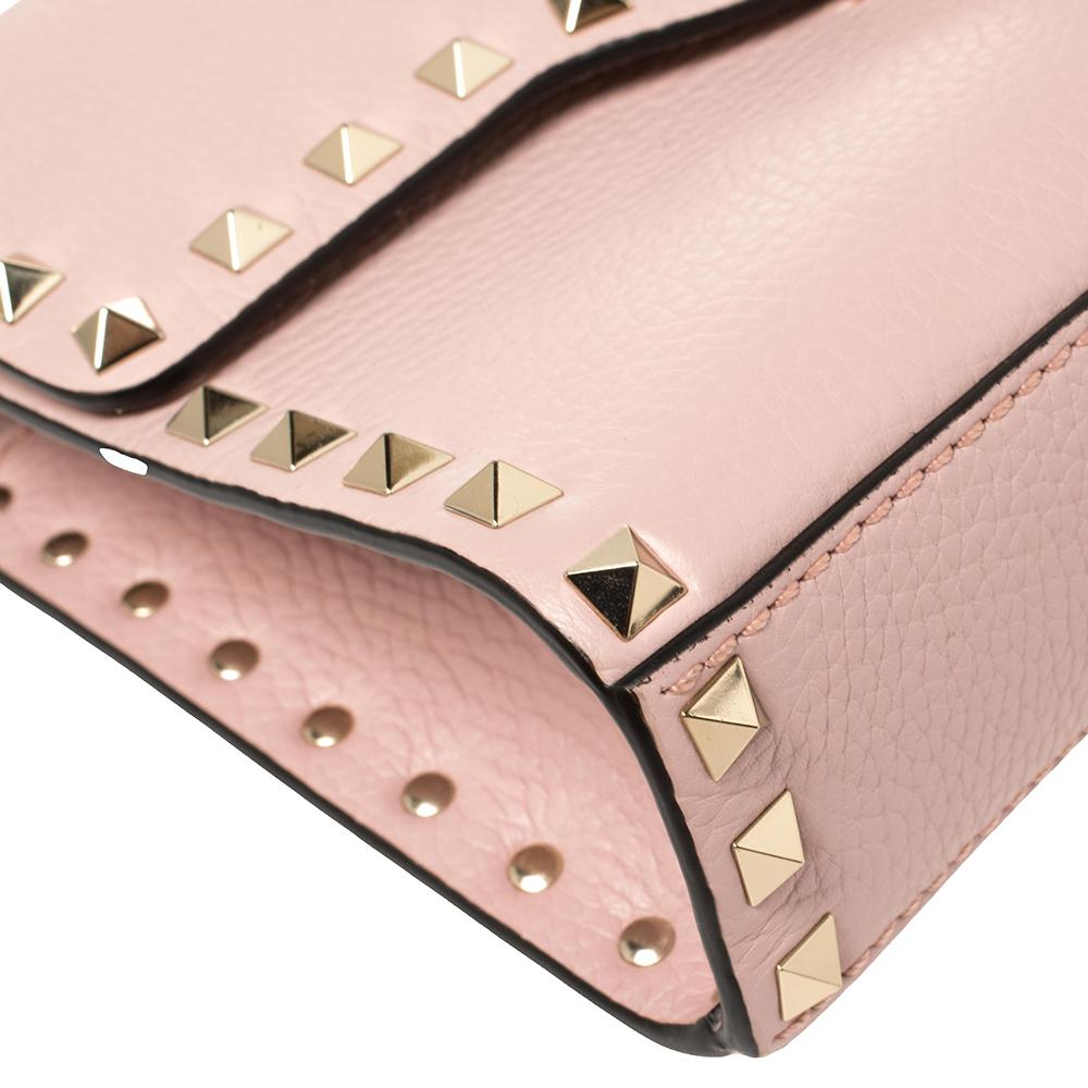 Valentino Pink Leather Small Rockstud Crossbody Bag 1