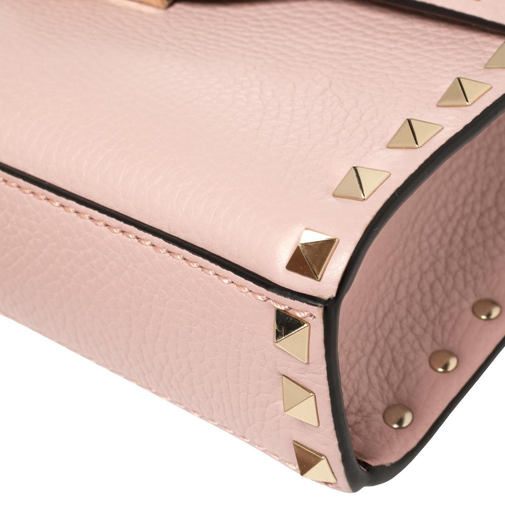 Valentino Pink Leather Small Rockstud Crossbody Bag 2