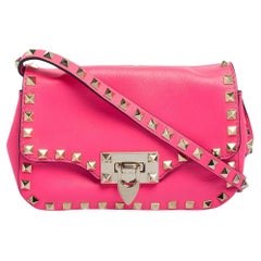 Valentino Pink Leather Small Rockstud Crossbody Bag