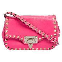 Valentino Rosa Leder Crossbody-Tasche mit Nieten