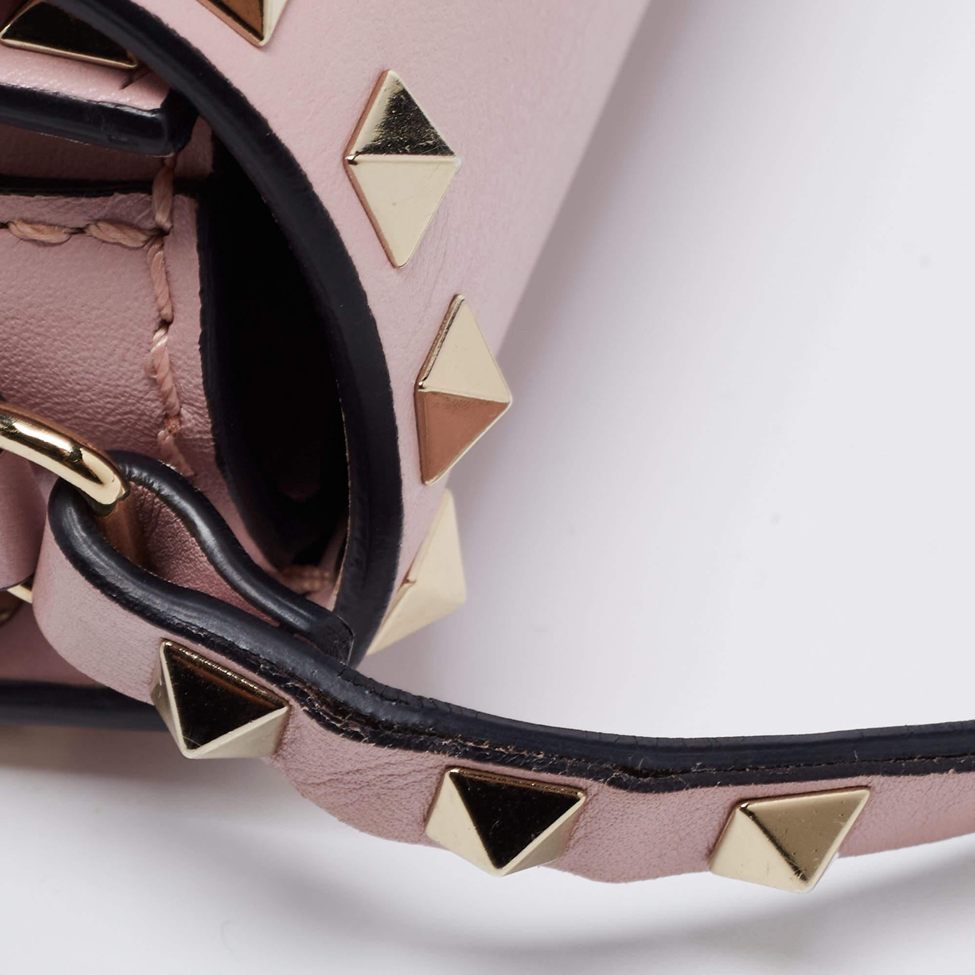 Valentino Pink Leather Small Rockstud Flap Crossbody Bag 7
