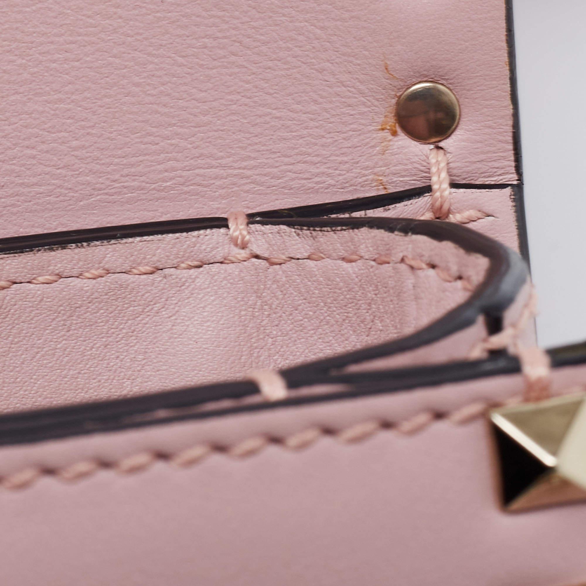 Valentino Pink Leather Small Rockstud Flap Crossbody Bag 10